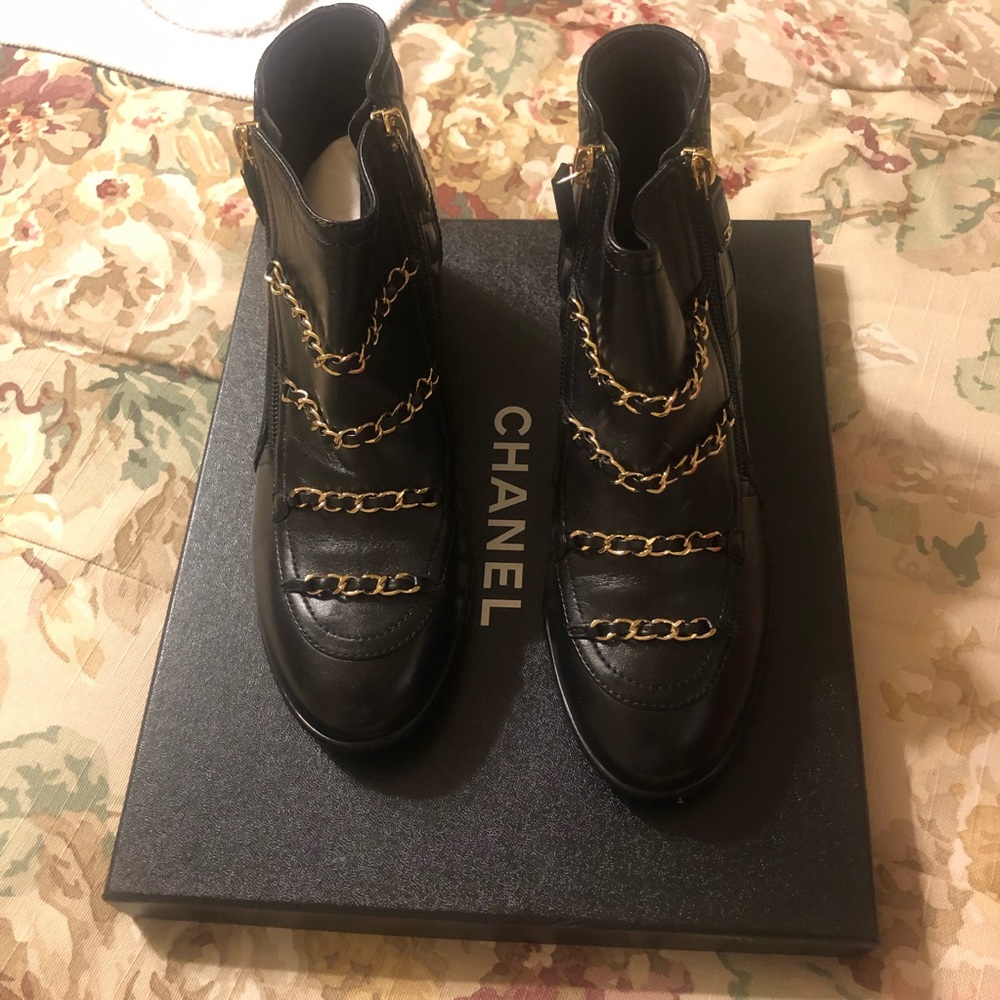 Chanel black Short boots size 7